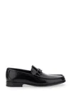 Ferragamo Grandioso Black Loafers With Gancini Detail In Patent Leather Man