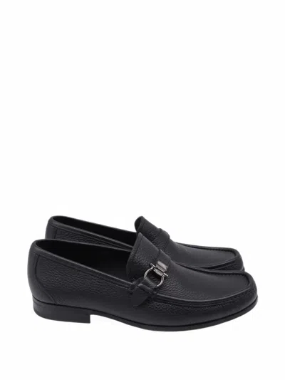 Pre-owned Ferragamo Grandioso Gancini Bit Loafers In Black