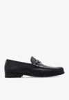 Ferragamo Grandioso Black Loafers With Gancini Detail In Patent Leather Man In Black