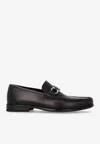 Ferragamo Brown Leather Grandioso Loafers In Bordeaux