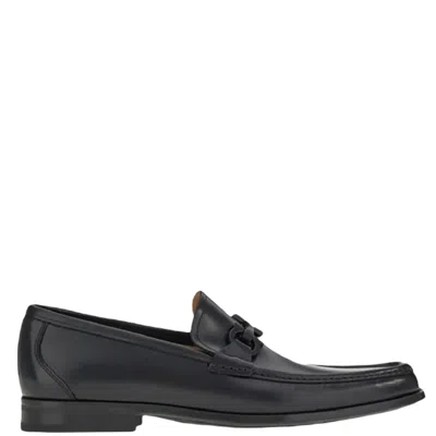 Ferragamo Gancini Reversible Bit Loafers In Black