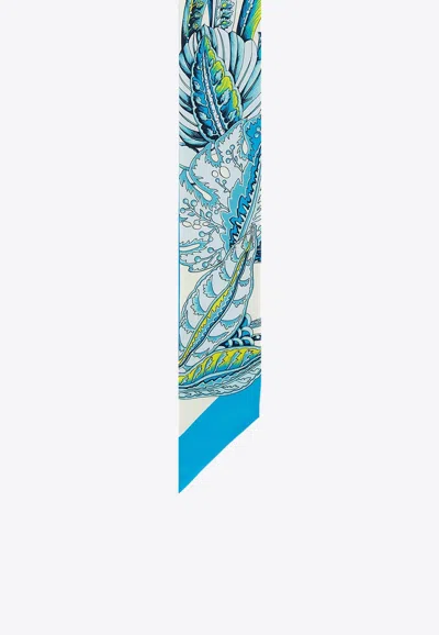 Ferragamo Graphic Jacquard Silk Tie Scarf In Multicolor