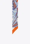 Ferragamo Graphic Jacquard Silk Tie Scarf In Multicolor