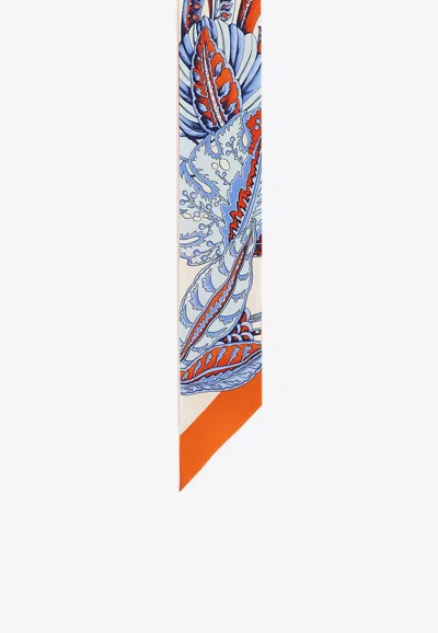 Ferragamo Graphic Jacquard Silk Tie Scarf In Multicolor