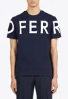Ferragamo Short Sleeved T-shirt With Graphic Logo In Navy