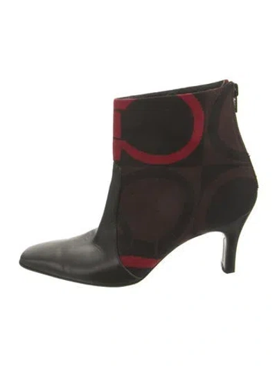 Pre-owned Ferragamo Graphic Print Boots In Brown