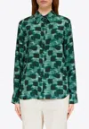 Ferragamo Graphic Print Button-up Shirt In Green