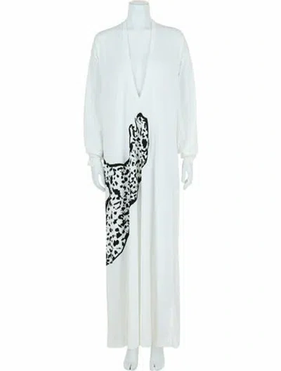 Pre-owned Ferragamo Graphic Print Casual Dress W/ Tags In White