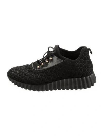 Pre-owned Ferragamo Graphic Print Chunky Sneakers In Black