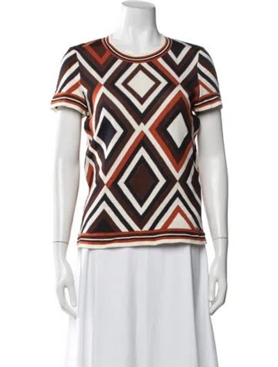 Pre-owned Ferragamo Graphic Print Crew Neck Sweater In Brown