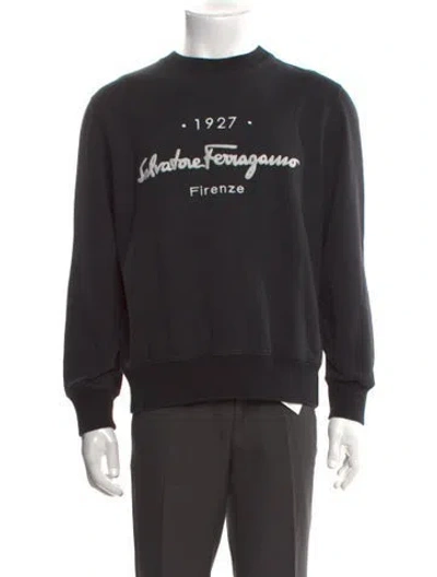 Pre-owned Ferragamo Graphic Print Crew Neck Sweatshirt In Black