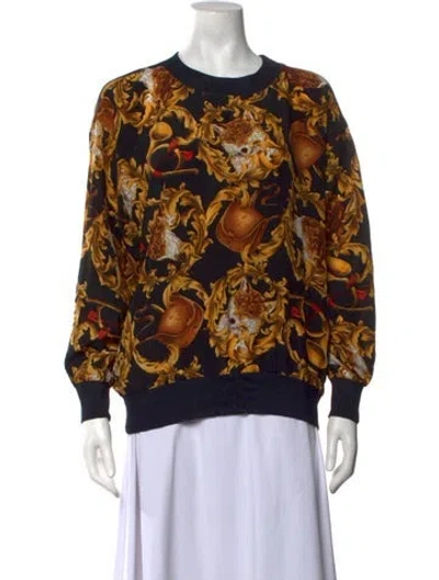 Pre-owned Ferragamo Graphic Print Crew Neck Sweatshirt In Black/yellow
