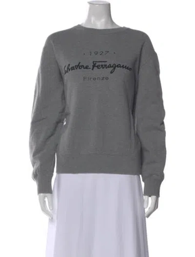 Pre-owned Ferragamo Graphic Print Crew Neck Sweatshirt In Gray