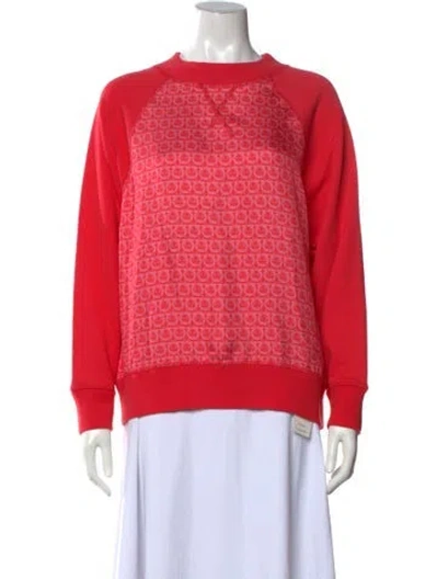 Pre-owned Ferragamo Graphic Print Crew Neck Sweatshirt In Red
