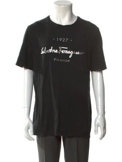 Pre-owned Ferragamo Graphic Print Crew Neck T-shirt In Black