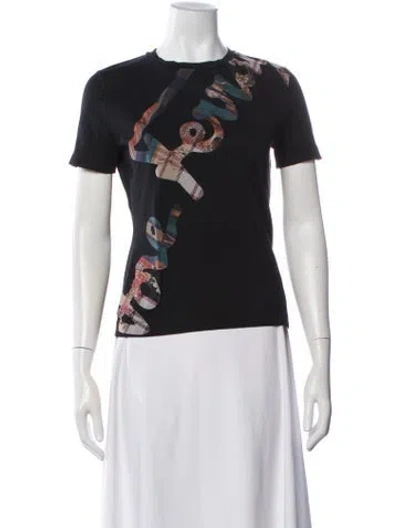 Pre-owned Ferragamo Graphic Print Crew Neck T-shirt In Black
