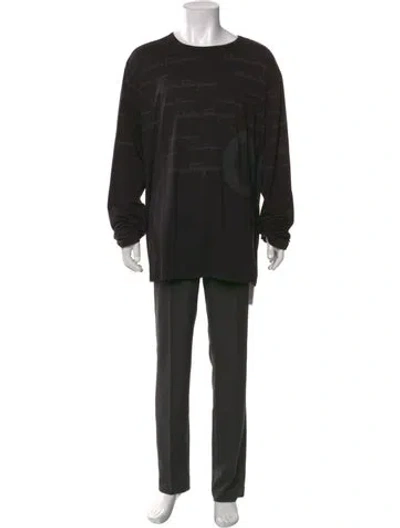 Pre-owned Ferragamo Graphic Print Crew Neck T-shirt In Black