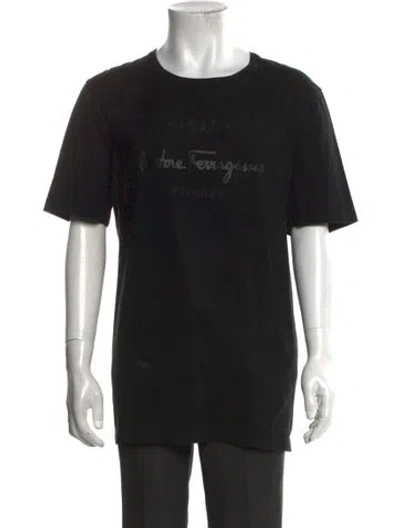 Pre-owned Ferragamo Graphic Print Crew Neck T-shirt In Black