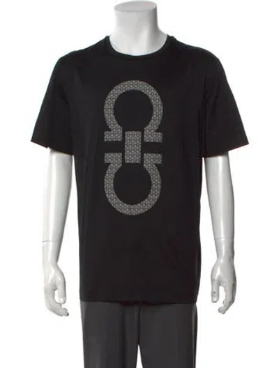Pre-owned Ferragamo Graphic Print Crew Neck T-shirt In Black