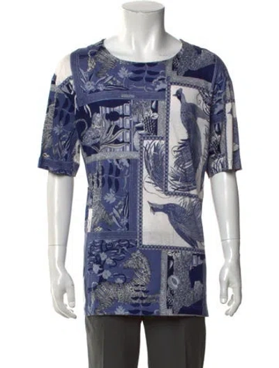 Pre-owned Ferragamo Graphic Print Crew Neck T-shirt In Blue