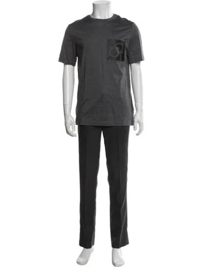Pre-owned Ferragamo Graphic Print Crew Neck T-shirt In Gray