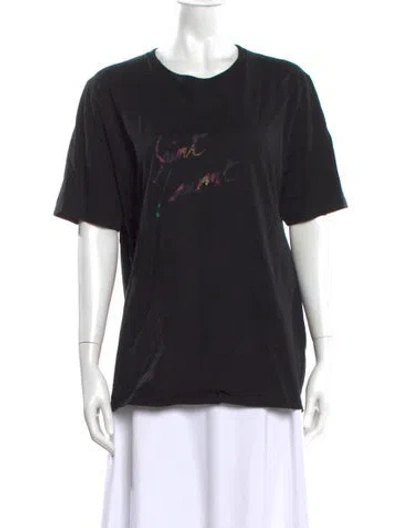 Pre-owned Ferragamo Graphic Print Crew Neck T-shirt W/ Tags In Black
