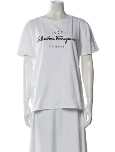Pre-owned Ferragamo Graphic Print Crew Neck T-shirt In White