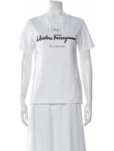 Pre-owned Ferragamo Graphic Print Crew Neck T-shirt In White