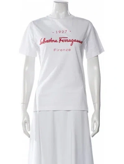 Pre-owned Ferragamo Graphic Print Crew Neck T-shirt In White