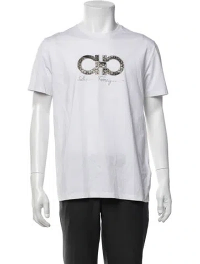 Pre-owned Ferragamo Graphic Print Crew Neck T-shirt In White