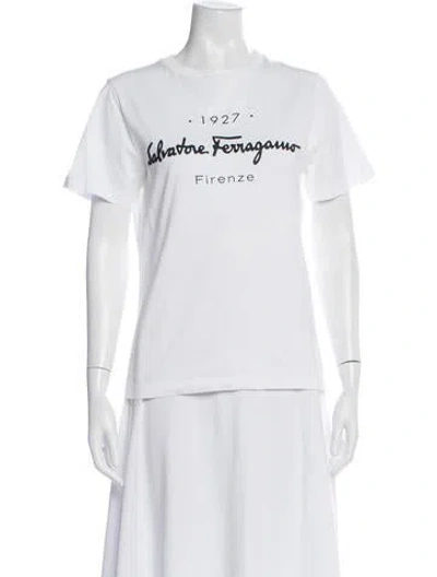 Pre-owned Ferragamo Graphic Print Crew Neck T-shirt In White