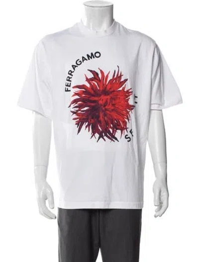Pre-owned Ferragamo Graphic Print Crew Neck T-shirt In White