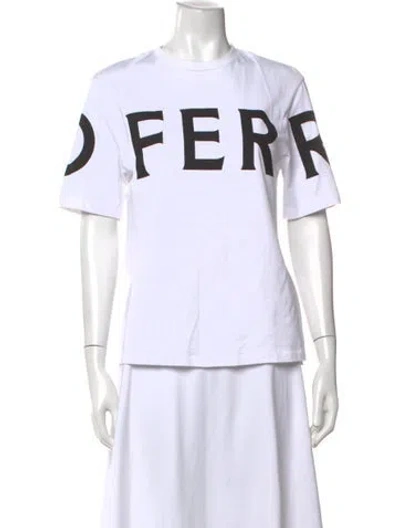 Pre-owned Ferragamo Graphic Print Crew Neck T-shirt In White