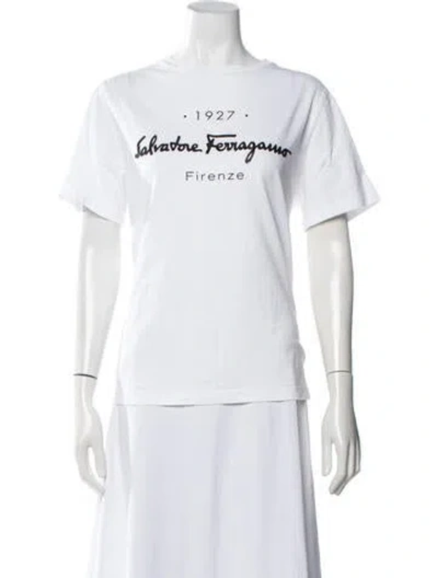 Pre-owned Ferragamo Graphic Print Crew Neck T-shirt In White
