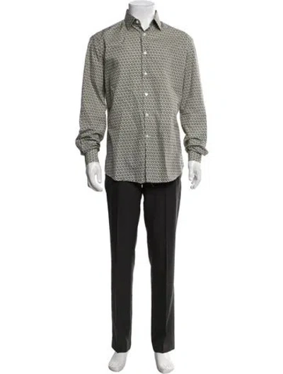 Pre-owned Ferragamo Graphic Print Long Sleeve Dress Shirt In Black