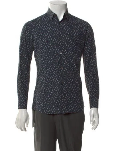 Pre-owned Ferragamo Graphic Print Long Sleeve Shirt In Blue