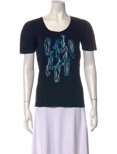 Pre-owned Ferragamo Graphic Print Scoop Neck T-shirt In Blue