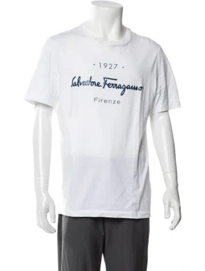 Pre-owned Ferragamo Graphic Print Short Sleeve Shirt In White