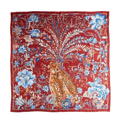 Ferragamo Graphic Print Silk Scarf In Red