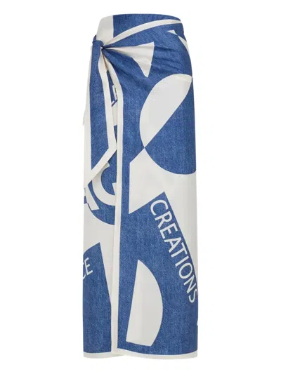 Ferragamo Graphic-print Wrap Scarf In Blue