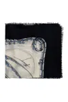 FERRAGAMO GRAPHIC PRINTED FRAYED SCARF