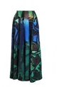 Ferragamo Graphic Printed Silk Midi Skirt In Multi