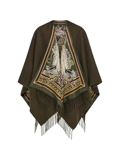 Ferragamo Graphic-pattern Cape In Green