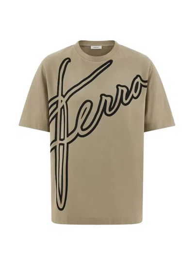 Ferragamo Graphic-print Oversized T-shirt In Neutral