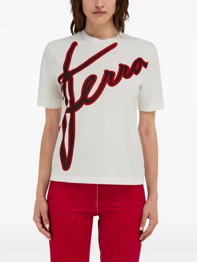 Ferragamo Graphic-script Oversized T-shirt In White