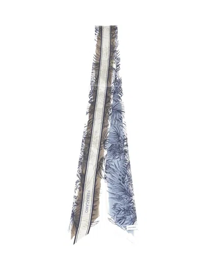Ferragamo Gravure Print Bandeau Scarves And Foulards Light Blue