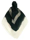 Ferragamo Lightweight Floral Print Square Scarf With Rolled Edges In Green