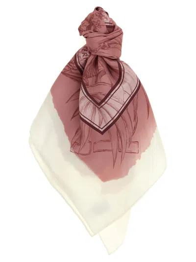Ferragamo Gravure Print Scarf In Pink