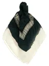 Ferragamo Lightweight Floral Print Square Scarf With Rolled Edges In Green
