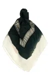 Ferragamo Lightweight Floral Print Square Scarf With Rolled Edges In Green